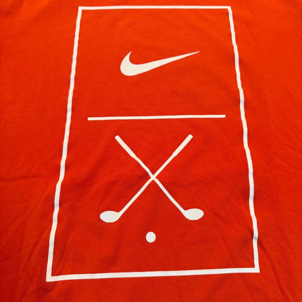 Nike Golf Modern Fit Dri-FIT Graphic T-Shirt Orange Large Crossed Clubs - Picture 2 of 6
